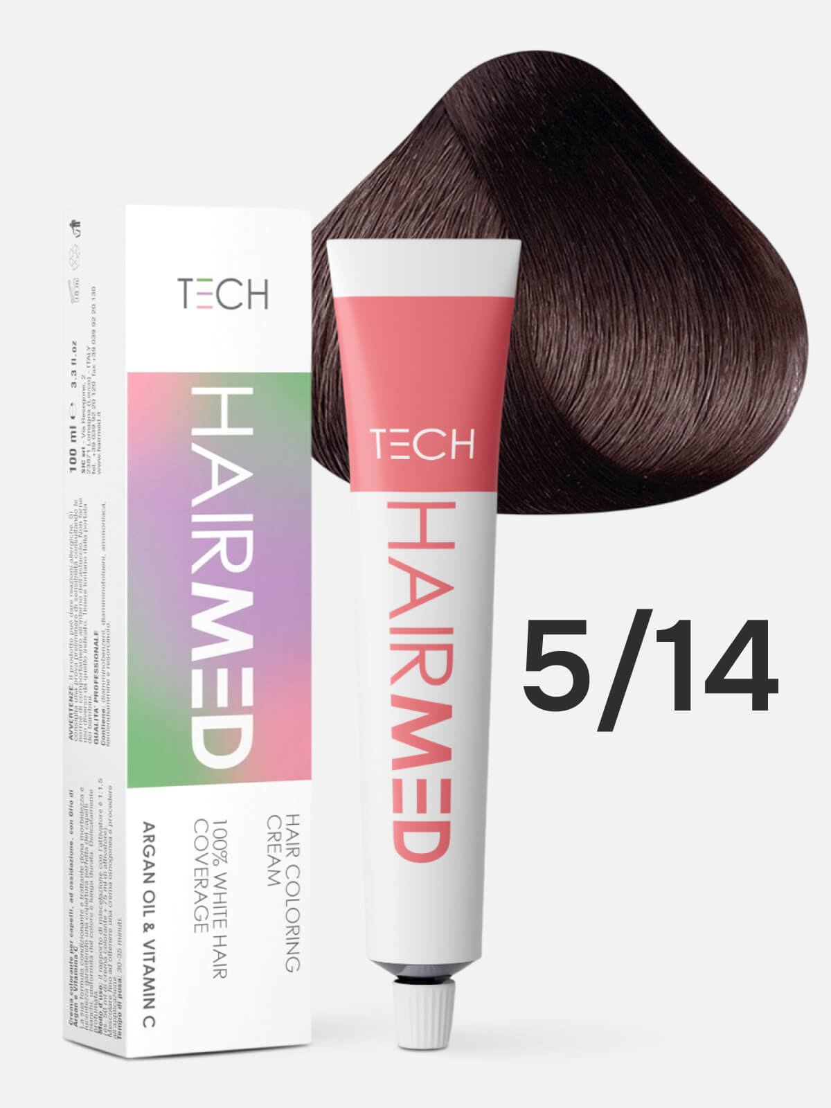 hairmed tech hair coloring cream 5.14 Перманентная крем краска для волос светлый каштан пепельно медный шоколадный 100 мл HAIRMED Tech Hair Coloring Cream 5.14 Перманентная крем-краска для волос светлый каштан пепельно-медный шоколадный 100 мл — изображение 1
