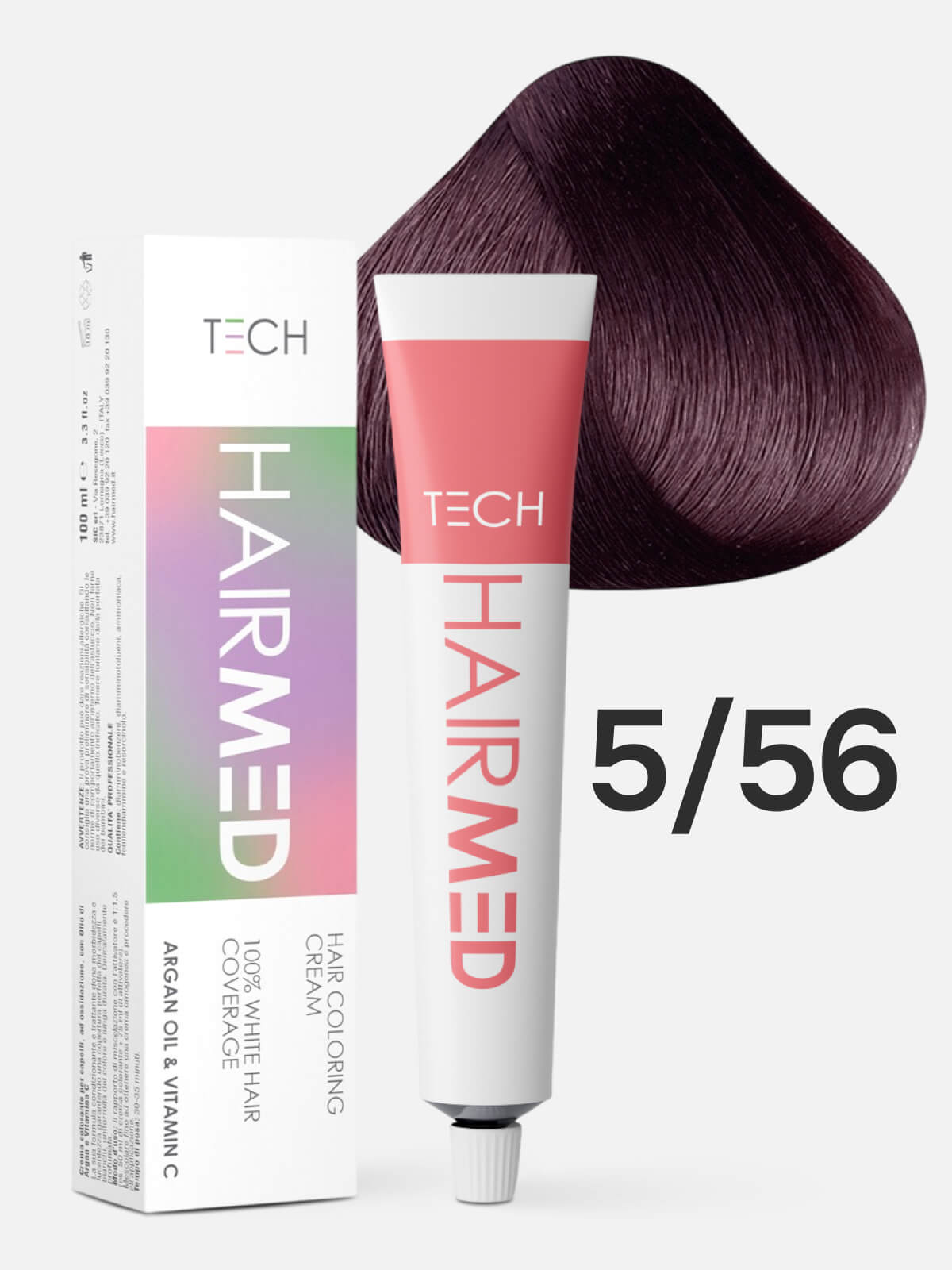 hairmed tech hair coloring cream 5.56 Перманентная крем краска для волос каштан махагоново красный 100 мл HAIRMED Tech Hair Coloring Cream 5.56 Перманентная крем-краска для волос каштан махагоново-красный 100 мл — изображение 1