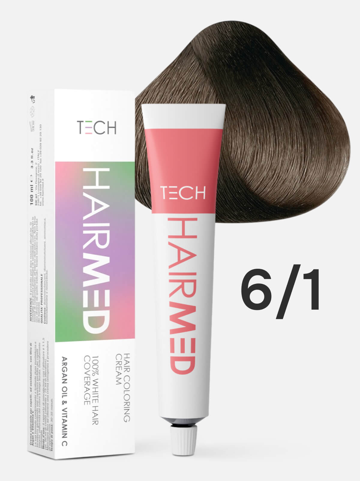 hairmed tech hair coloring cream 6.1 Перманентная крем краска для волос темный русый пепельный 100 мл HAIRMED Tech Hair Coloring Cream 6.1 Перманентная крем-краска для волос темный русый пепельный 100 мл — изображение 1