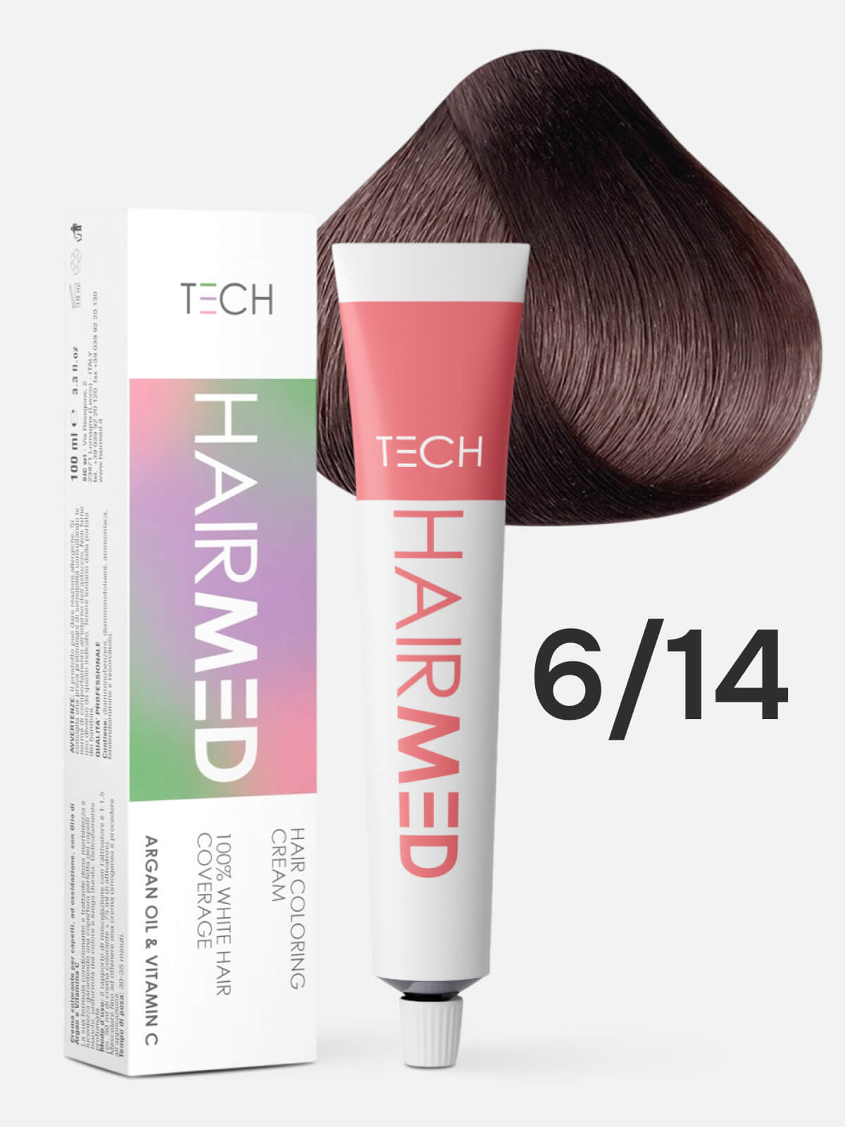 hairmed tech hair coloring cream 6.14 Перманентная крем краска для волос темный русый пепельно медный шоколадный 100 мл HAIRMED Tech Hair Coloring Cream 6.14 Перманентная крем-краска для волос темный русый пепельно-медный шоколадный 100 мл — изображение 1