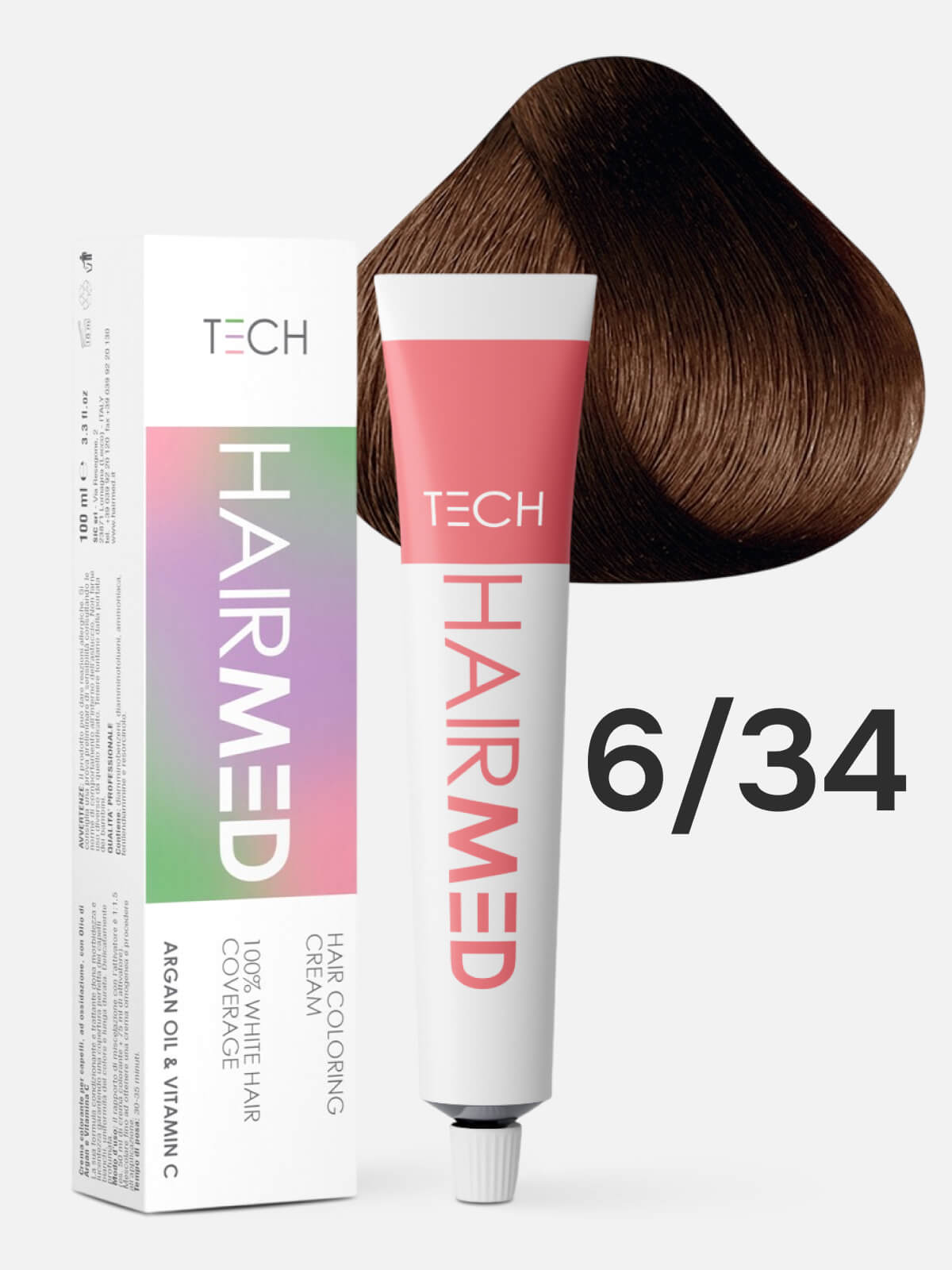hairmed tech hair coloring cream 6.34 Перманентная крем краска для волос темный блондин золотисто медный 100 мл HAIRMED Tech Hair Coloring Cream 6.34 Перманентная крем-краска для волос темный блондин золотисто-медный 100 мл — изображение 1