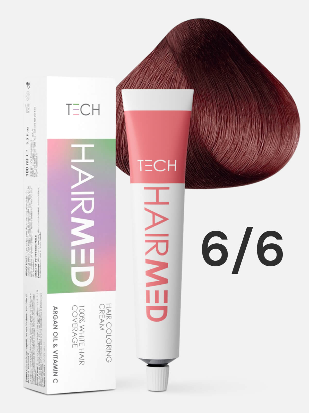 hairmed tech hair coloring cream 6.6 Перманентная крем краска для волос темный русый красный 100 мл HAIRMED Tech Hair Coloring Cream 6.6 Перманентная крем-краска для волос темный русый красный 100 мл — изображение 1
