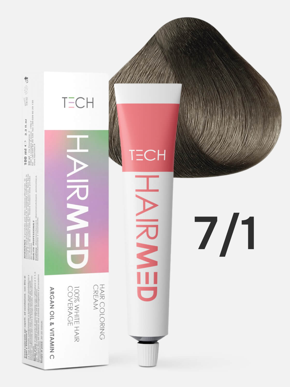 hairmed tech hair coloring cream 7.1 Перманентная крем краска для волос русый пепельный 100 мл HAIRMED Tech Hair Coloring Cream 7.1 Перманентная крем-краска для волос русый пепельный 100 мл — изображение 1