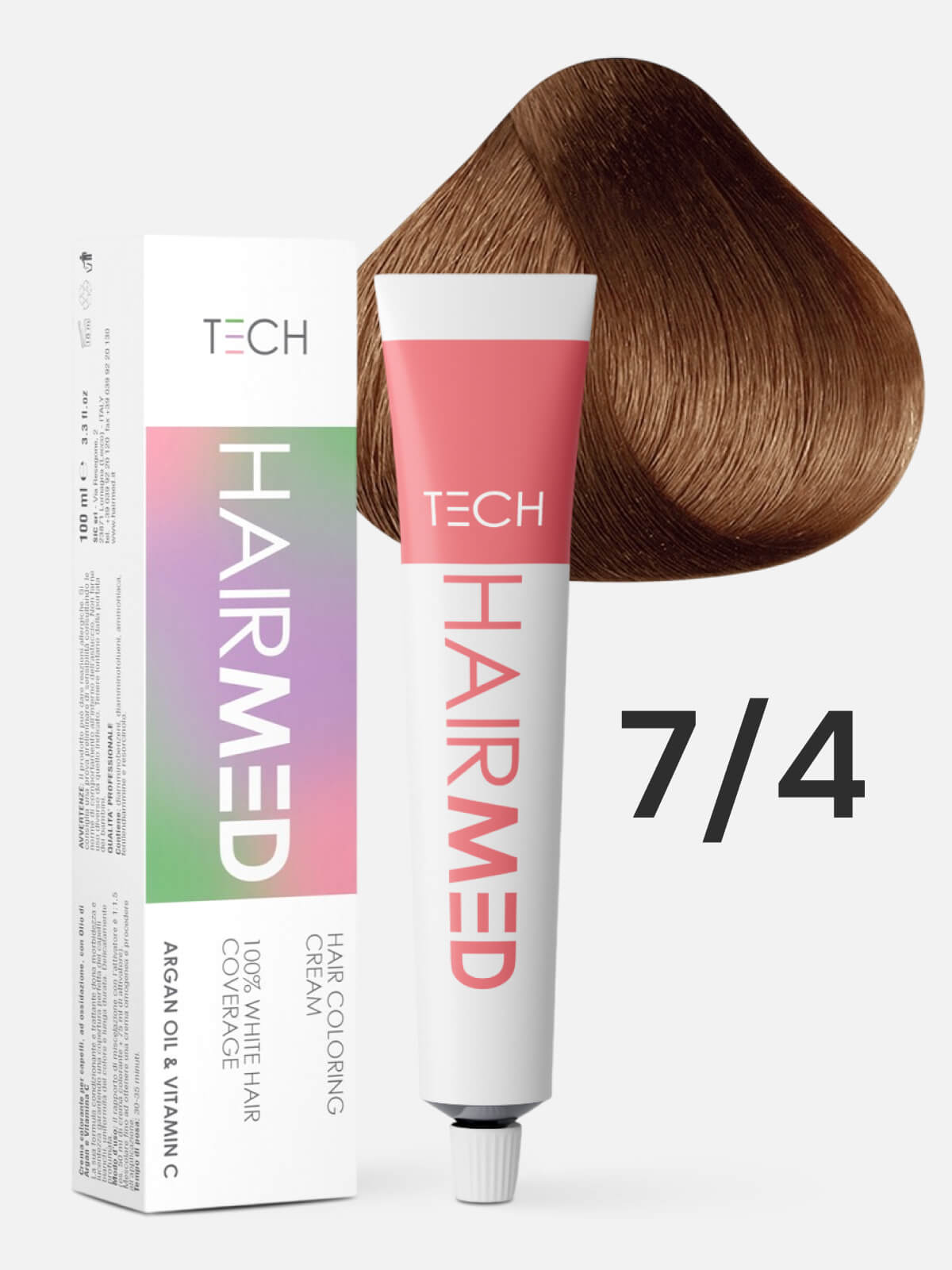 hairmed tech hair coloring cream 7.4 Перманентная крем краска для волос русый медный 100 мл HAIRMED Tech Hair Coloring Cream 7.4 Перманентная крем-краска для волос русый медный 100 мл — изображение 1