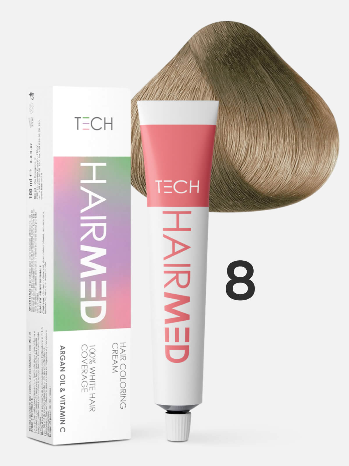 hairmed tech hair coloring cream 8 Перманентная крем краска для волос светлый русый натуральный 100 мл HAIRMED Tech Hair Coloring Cream 8 Перманентная крем-краска для волос светлый русый натуральный 100 мл — изображение 1
