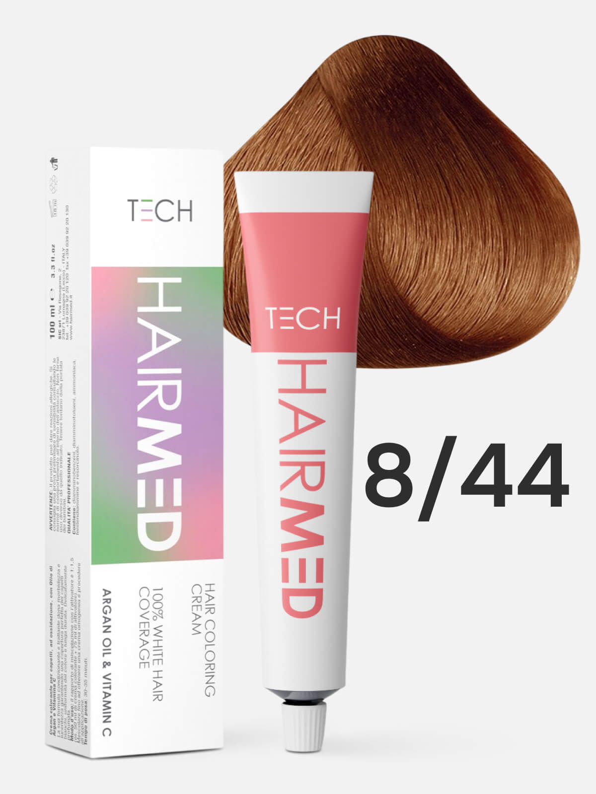 hairmed tech hair coloring cream 8.44 Перманентная крем краска для волос светлый русый медный интенсивный 100 мл HAIRMED Tech Hair Coloring Cream 8.44 Перманентная крем-краска для волос светлый русый медный интенсивный 100 мл — изображение 1