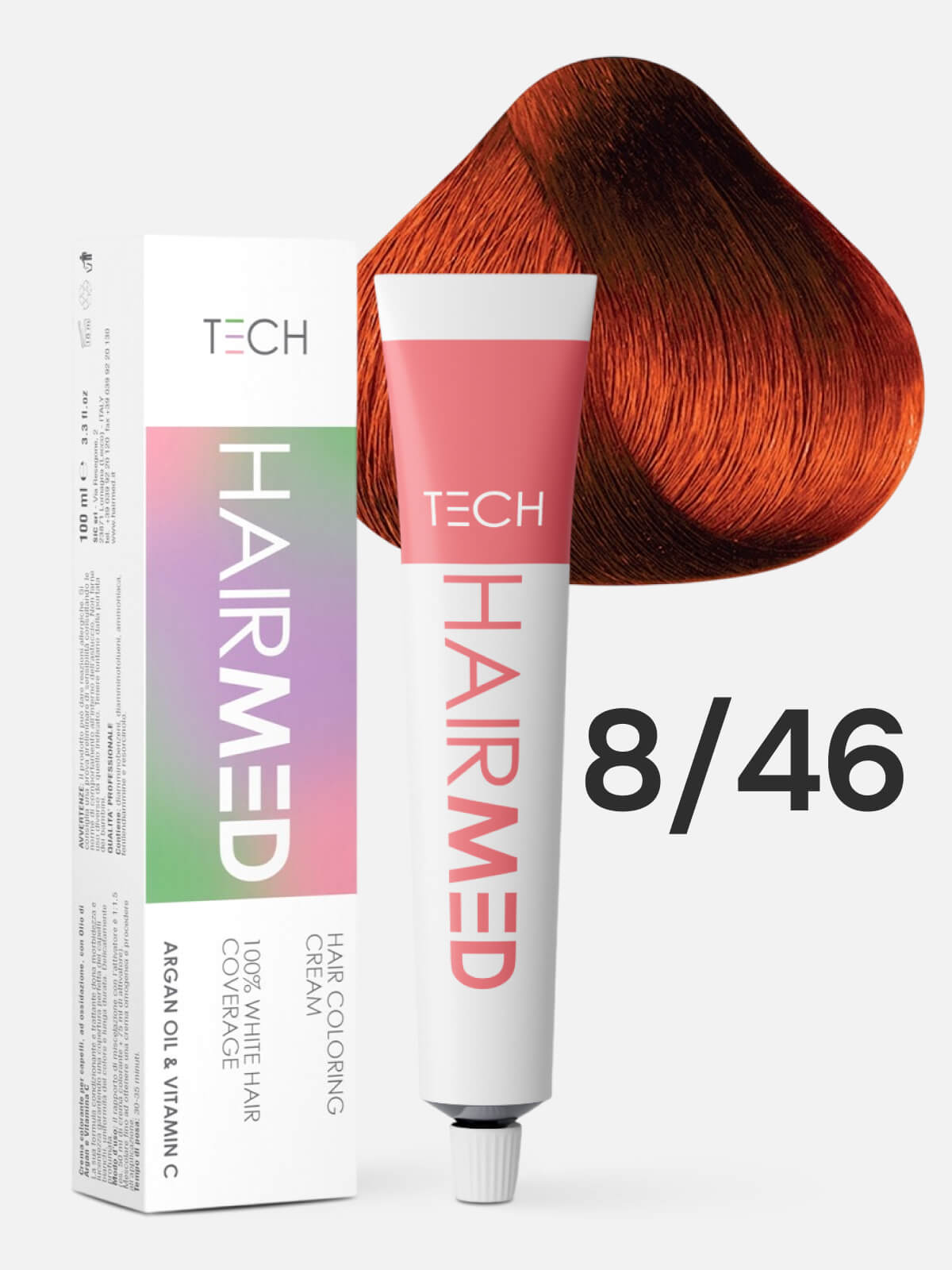 hairmed tech hair coloring cream 8.46 Перманентная крем краска для волос светлый русый медно красный 100 мл HAIRMED Tech Hair Coloring Cream 8.46 Перманентная крем-краска для волос светлый русый медно-красный 100 мл — изображение 1