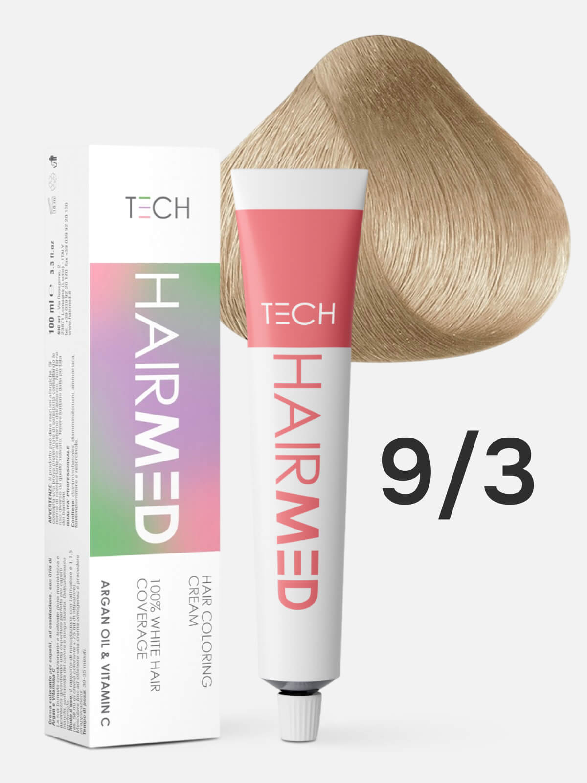 hairmed tech hair coloring cream 9.3 Перманентная крем краска для волос очень светлый блондин золотистый 100 мл HAIRMED Tech Hair Coloring Cream 9.3 Перманентная крем-краска для волос очень светлый блондин золотистый 100 мл — изображение 1