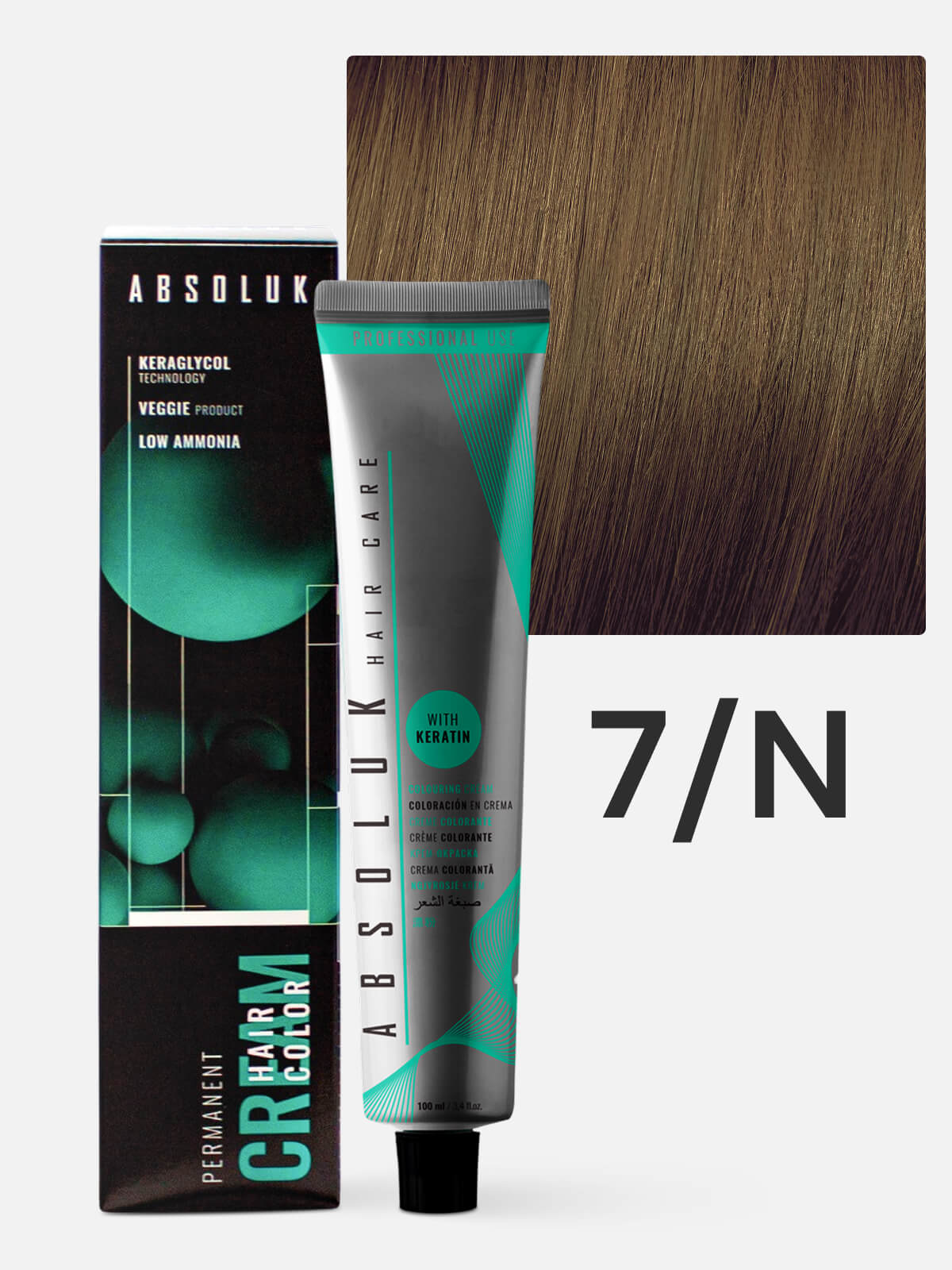 absoluk Краска стойкая для волос permanent hair color cream 7n блондин нейтральный натуральный 100 мл ABSOLUK Краска стойкая для волос PERMANENT HAIR COLOR CREAM 7N блондин нейтральный натуральный 100 мл — изображение 1
