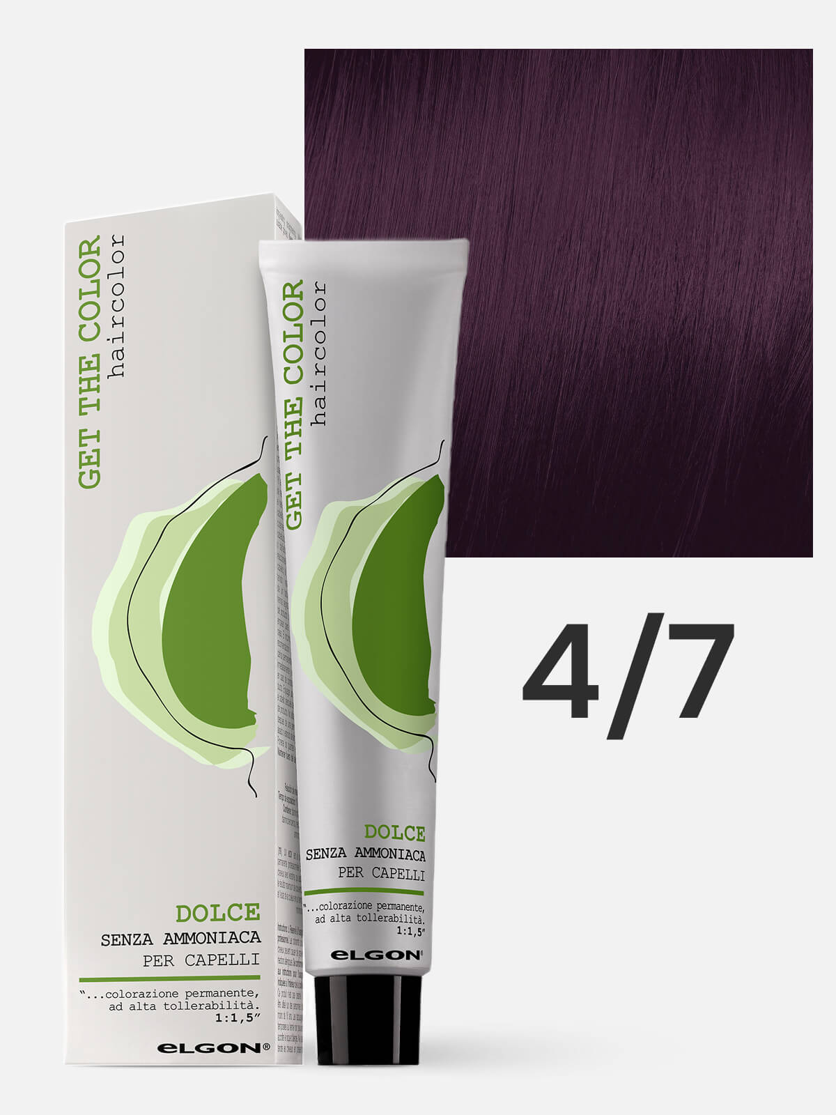 elgon get the color dolce Краска для волос без аммиака 4.7 красно фиолет каштанcastano viola malva100мл ELGON GET THE COLOR DOLCE Краска для волос без аммиака 4.7 Каштановый фиолетовый 100 мл — изображение 1
