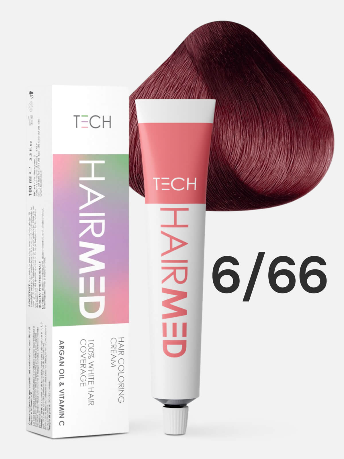 hairmed Крем краска для волос стойкая hair coloring cream 6.66 темный русый красный интенсивный 100мл HAIRMED Крем-краска для волос стойкая HAIR COLORING CREAM 6.66 темный русый красный интенсивный 100 мл — изображение 1