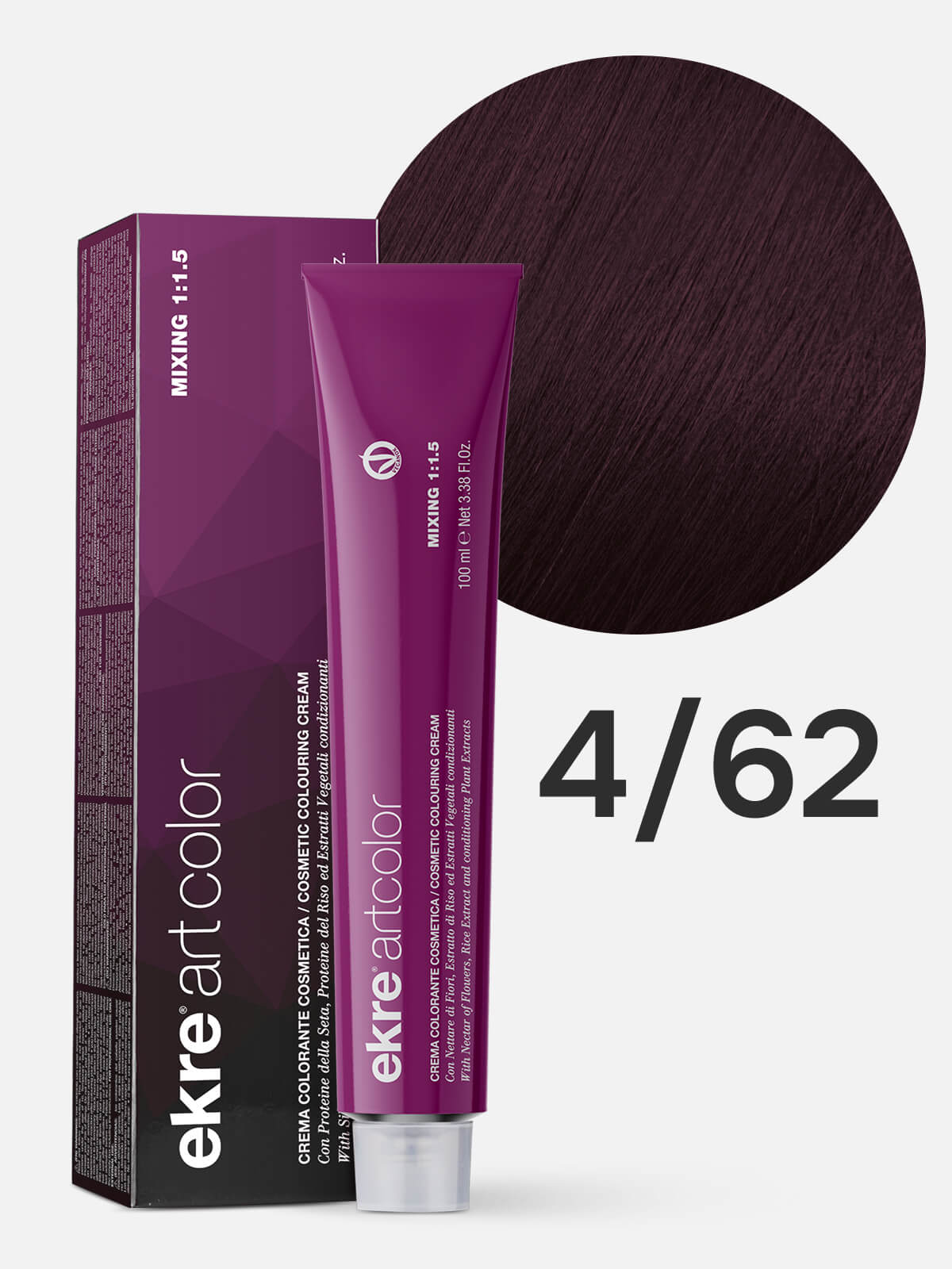 ekre artcolor cosmetic colouring cream Краска для волос 4.62 каштановый красно фиолетовый 100 мл EKRE Artcolor Крем-краска для волос 4.62 Каштановый красно-фиолетовый 100 мл — изображение 1