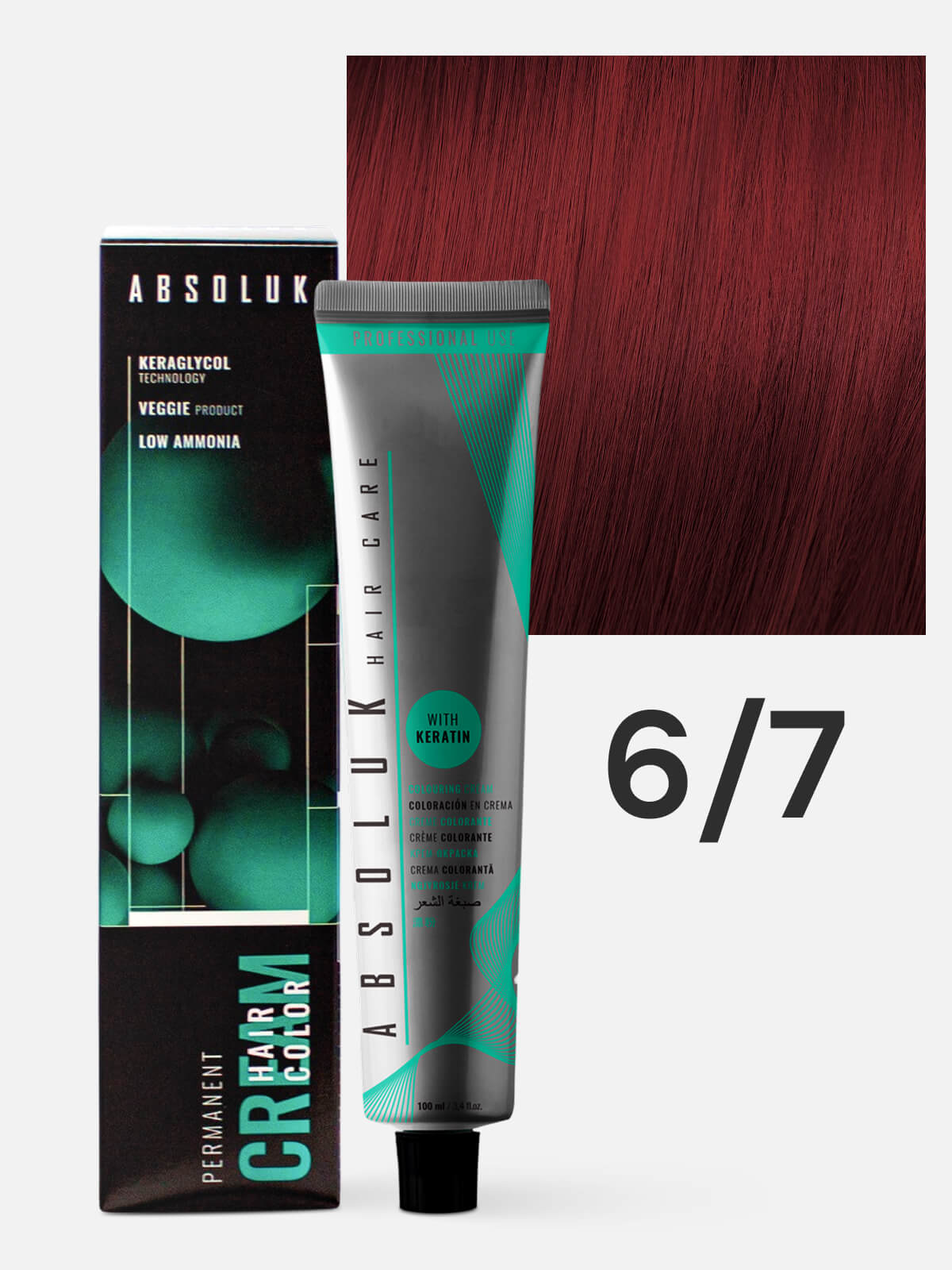 absoluk Краска стойкая для волос permanent hair color cream 6.7 темный блондин красный 100 мл ABSOLUK Краска стойкая для волос PERMANENT HAIR COLOR CREAM 6.7 темный блондин красный 100 мл — изображение 1