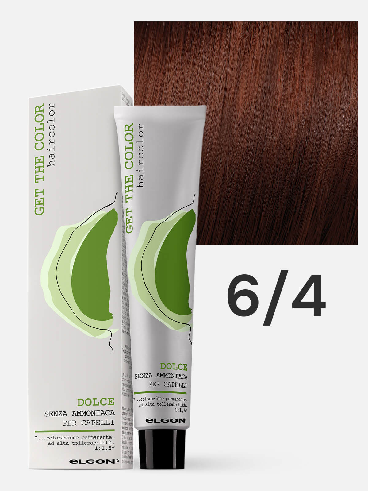 elgon get the color dolce Краска для волос без аммиака 6.4 имбир медн тем рус biondo scuro rame ginger 100 мл ELGON GET THE COLOR DOLCE Краска для волос без аммиака 6.4 Темный русый медный 100 мл — изображение 1