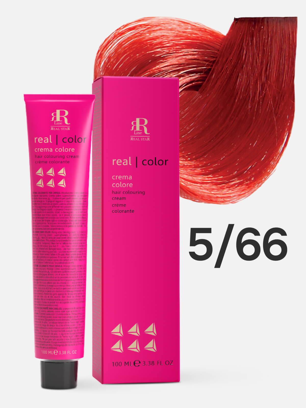 rr line real star Крем краска для окрашивания волос real color professional hair colouring cream 5.66 светлый каштановый интенсивный красный 100мл RR Line Colouring Cream Крем-краска для волос 5.66 светлый каштановый интенсивный красный 100 мл — изображение 1