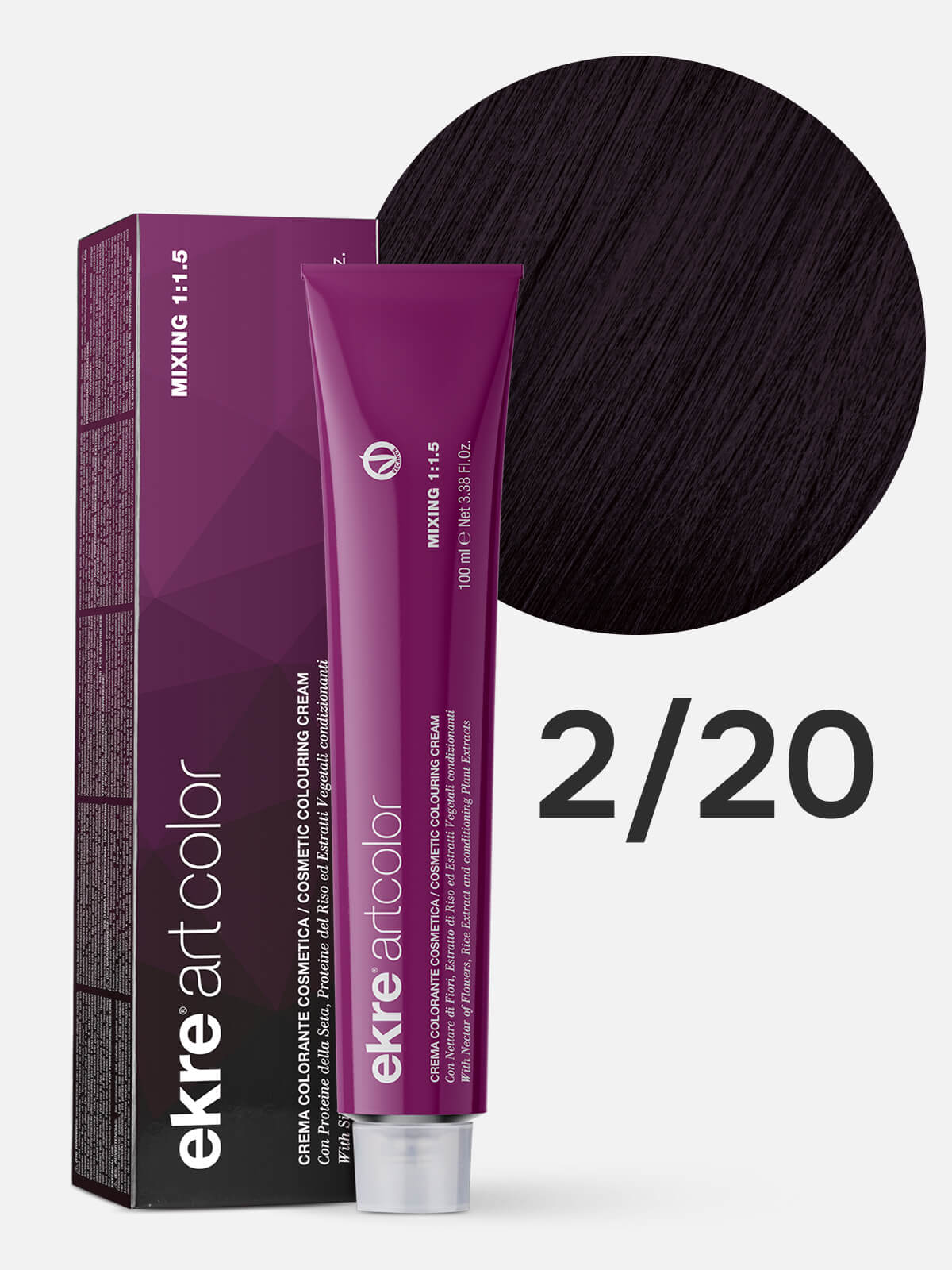 ekre artcolor cosmetic colouring cream Краска для волос 2.20 фиолетовый брюнет 100 мл EKRE Artcolor Крем-краска для волос 2.20 Темный коричневый фиолетовый 100 мл — изображение 1
